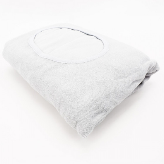 Drap housse en éponge pour table avec ouverture faciale Drap housse en éponge pour table avec ouverture faciale