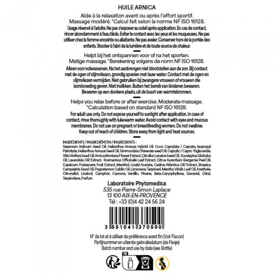 Aceite fluido de masaje con Árnica - 250 ml - PhytoMédica